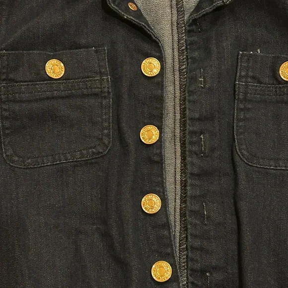 7 For All Mankind Dark Denim Romper with Gold Buttons - Picture 5 of 10